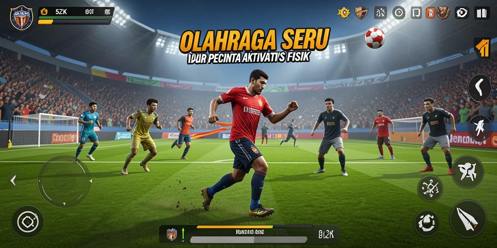 Tampilan gameplay seru dalam aplikasi 5ZK dengan berbagai mode olahraga.