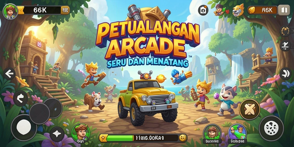 Screenshot utama 66K menampilkan aksi gameplay Arcade yang seru.