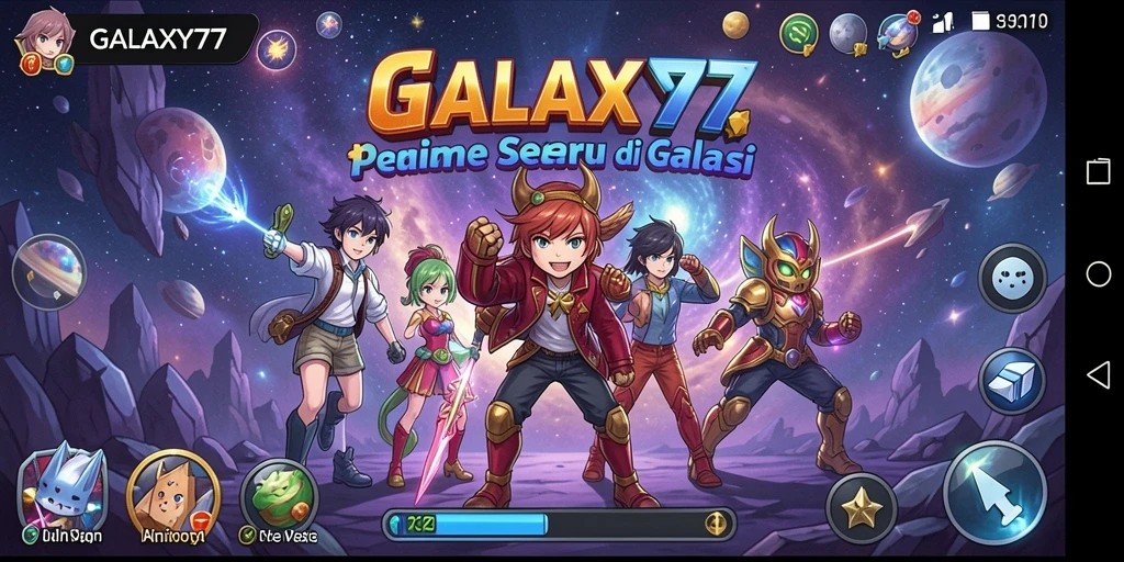 Gameplay seru di GALAXY77 dengan karakter anime ikonik.