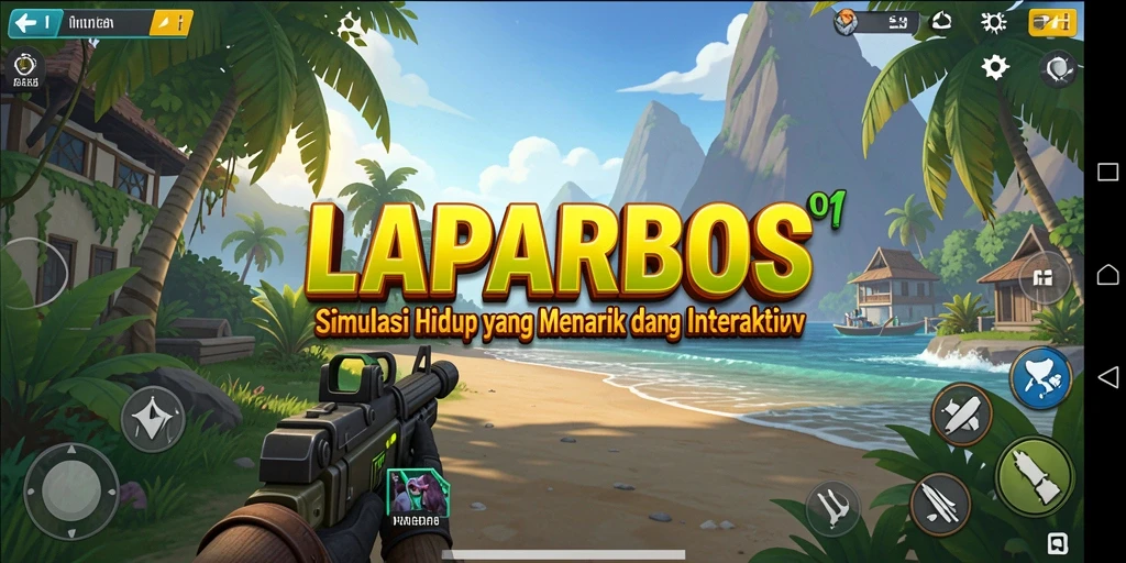 Tampilan gameplay interaktif yang menarik di LAPARBOS, penuh warna dan detail.