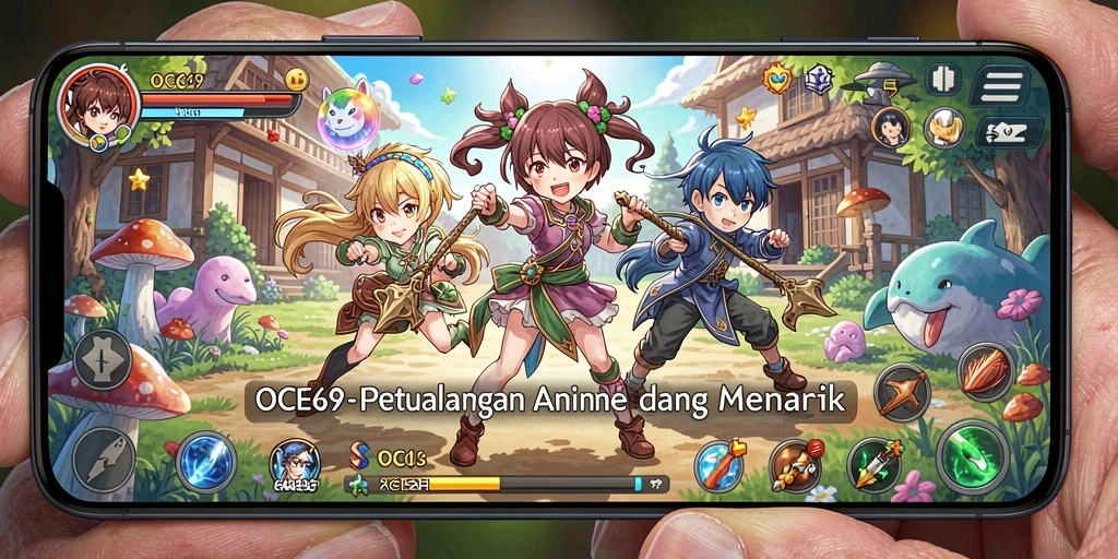 Screenshot dari gameplay OCE69 yang menampilkan aksi karakter Anime.