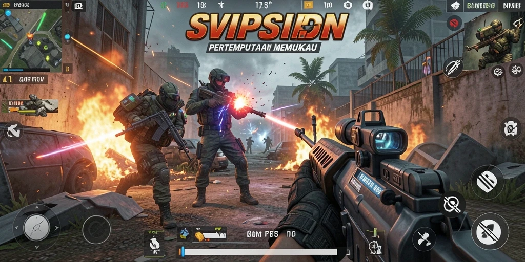 Gameplay seru SVIPSIDN dengan pertempuran FPS intens.